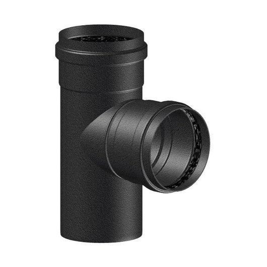 RACCORDO A T SMALTATO NERO OPACO PER STUFA A PELLET - ø80  - COV