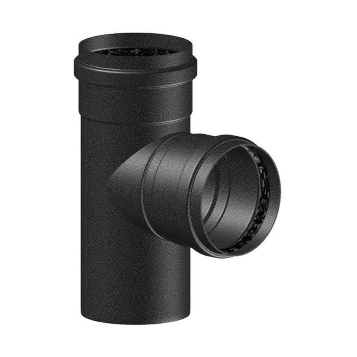 RACCORDO A T SMALTATO NERO OPACO PER STUFA A PELLET - ø80  - COV