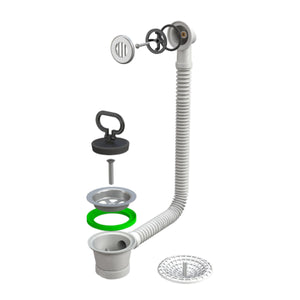 PILETTA DI SCARICO CON TROPPO PIENO TONDO PER LAVELLO IN ACCIAIO INOX MODELLO SIMPLEX - ø11/2  - BON