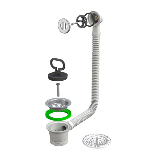 PILETTA DI SCARICO CON TROPPO PIENO TONDO PER LAVELLO IN ACCIAIO INOX MODELLO SIMPLEX - ø11/2  - BON