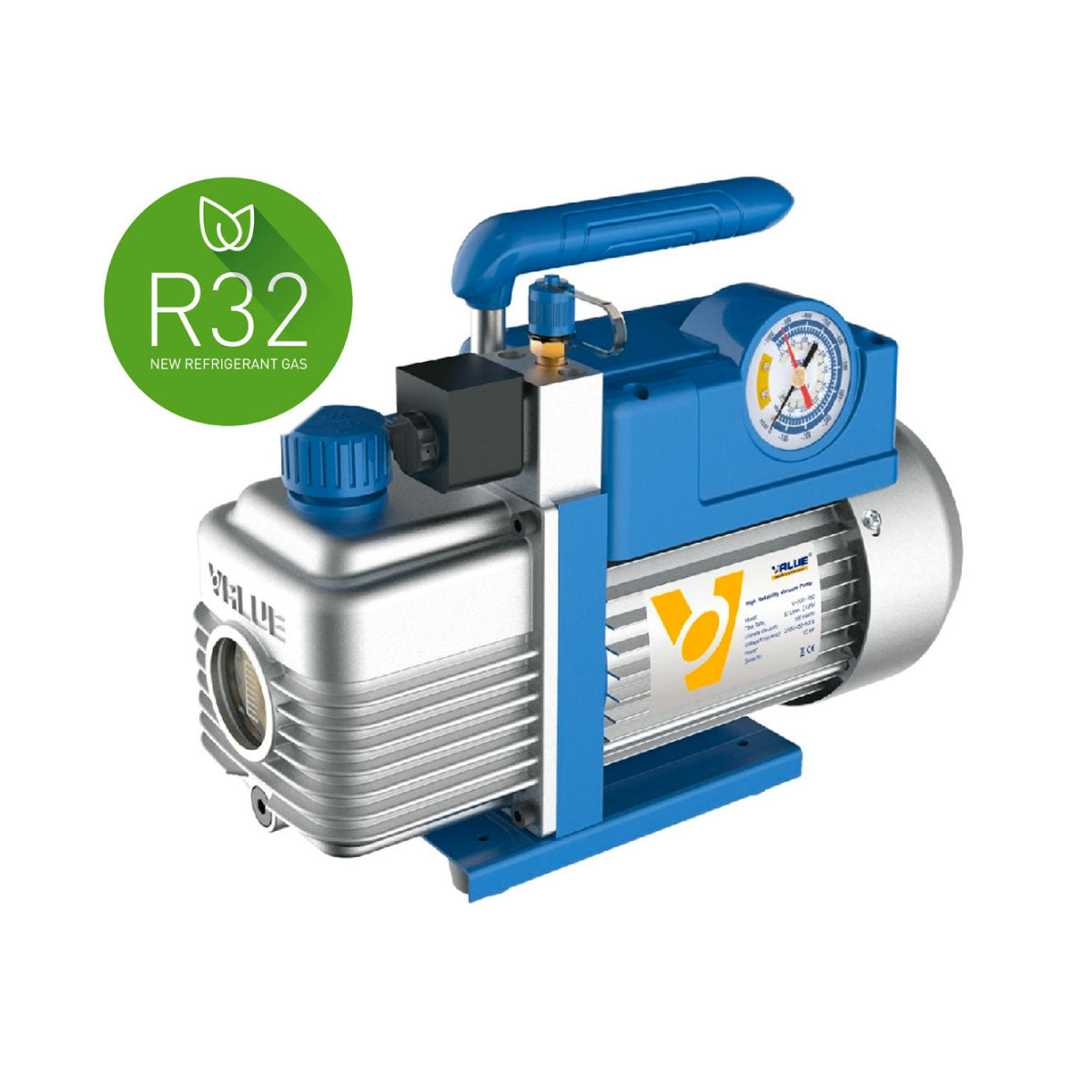 POMPA VUOTO SINGOLO STADIO CON ELETTROVALVOLA E VACUOMETRO MODELLO V-I120R32  LT51 - PORTATA LT/M 51 - DIM.290X124X233 MM  - GER