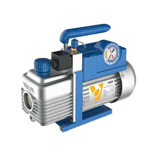 POMPA VUOTO DOPPIO STADIO CON ELETTROVALVOLA E VACUOMETRO MODELLO V-I - MOD.V-I220-R32. PORTATA 51L/MIN - DIM.318X124X237 MM  - GER