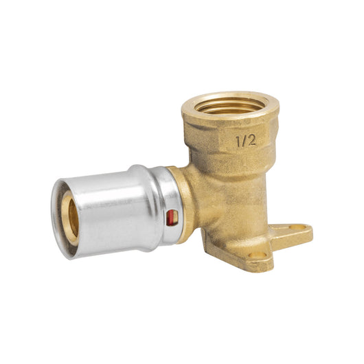 RACCORDO CURVO FEMMINA A FLANGIA CORTA A PRESSARE PER TUBO MULTISTRATO MODELLO AP154 - 1/2 Ø20  - APE