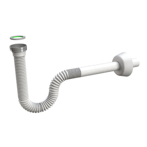 SIFONE SCARICO IN POLIPROPILENE PP FLESSIBILE ED ESTENSIBILE CON GHIERA IN METALLO PER LAVABO/BIDET - 11/4Ø32X230 MM  - BON