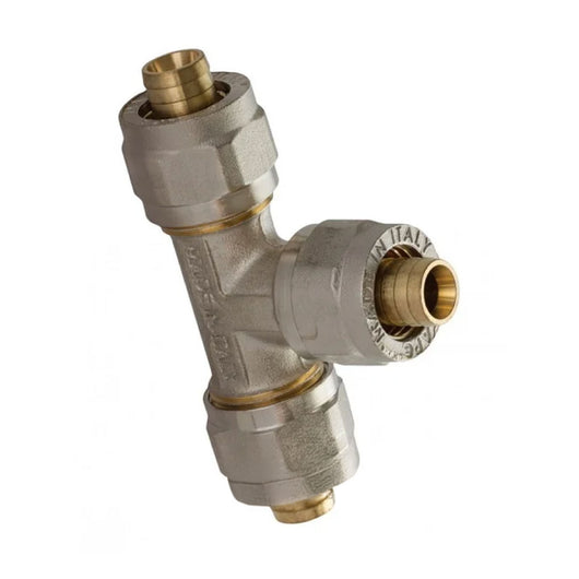 RACCORDO A T INTERMEDIO A STRINGERE TRE PEZZI PER TUBO MULTISTRATO MODELLO 731L - Ø16-16-16  - APE