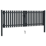Cancello per Recinzione a doppia Porta in Acciaio 300x125 cm Antracite 146352
