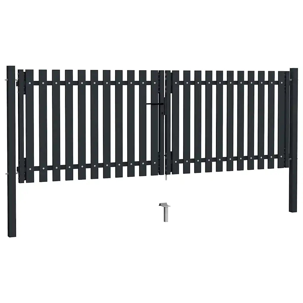 Cancello per Recinzione a doppia Porta in Acciaio 300x125 cm Antracite 146352