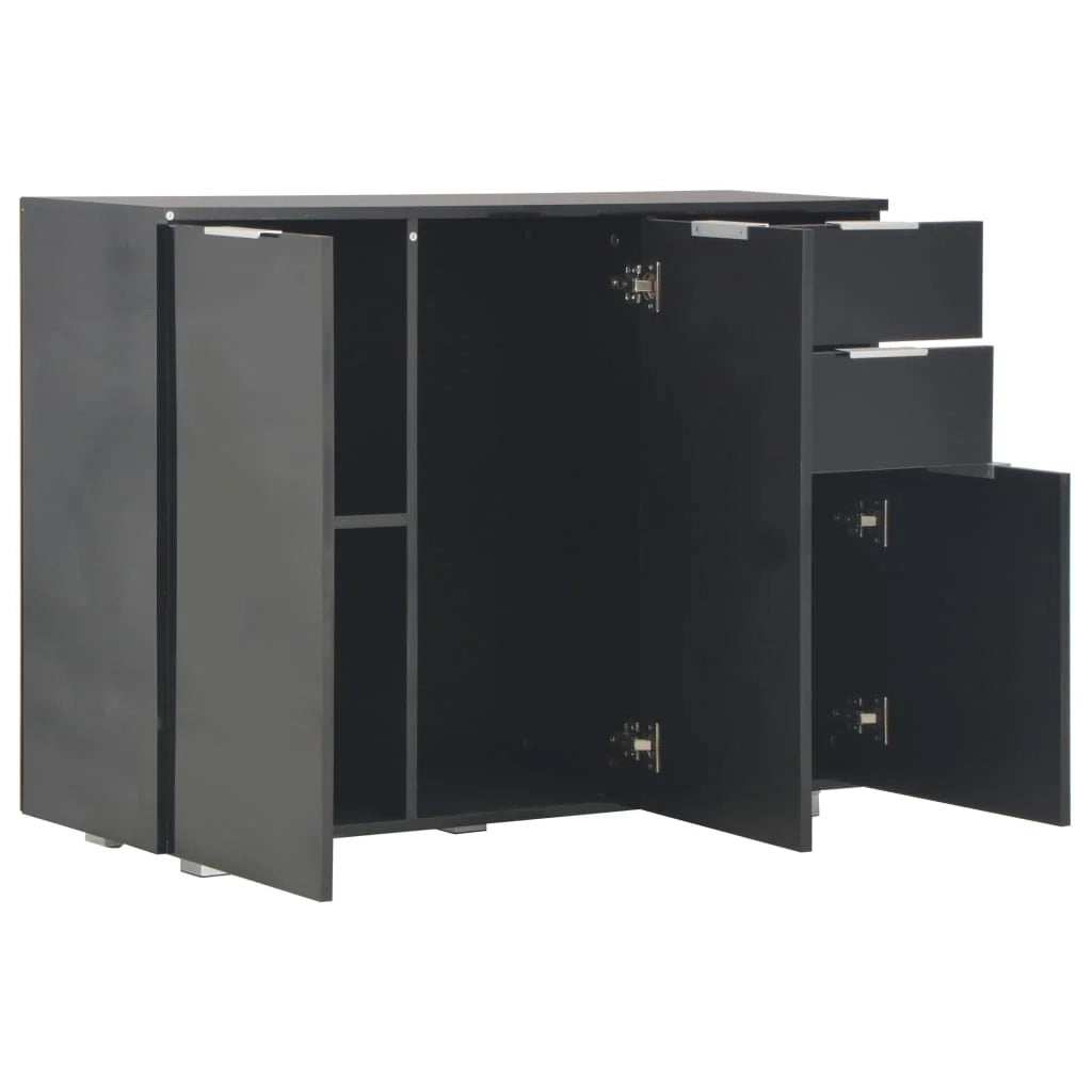 Buffet credenza cassettiera armadio mobile contenitore organizer per cucina soggiorno finitura lucida 107 x 35 x 80,5 cm nero 02_0036163