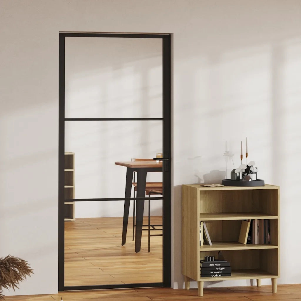 Porta da Interno ESG Vetro e Alluminio 93x201,5 cm Nera 151200