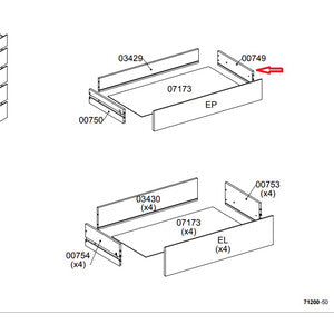 R LATERALE CASSETTO 00749 X KIT CASSETTIERA 5C NOVA 77X40X107 BIANCA- 1,0 pz