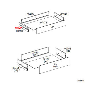 R LATERALE CASSETTO 00750 X KIT CASSETTIERA 5C NOVA 77X40X107 BIANCA- 1,0 pz