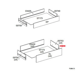R LATERALE CASSETTO 00753 X KIT CASSETTIERA 5C NOVA 77X40X107 BIANCA- 1,0 pz
