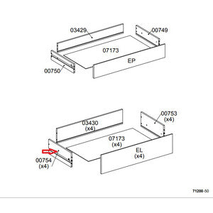 R LATERALE CASSETTO 00754 X KIT CASSETTIERA 5C NOVA 77X40X107 BIANCA- 1,0 pz