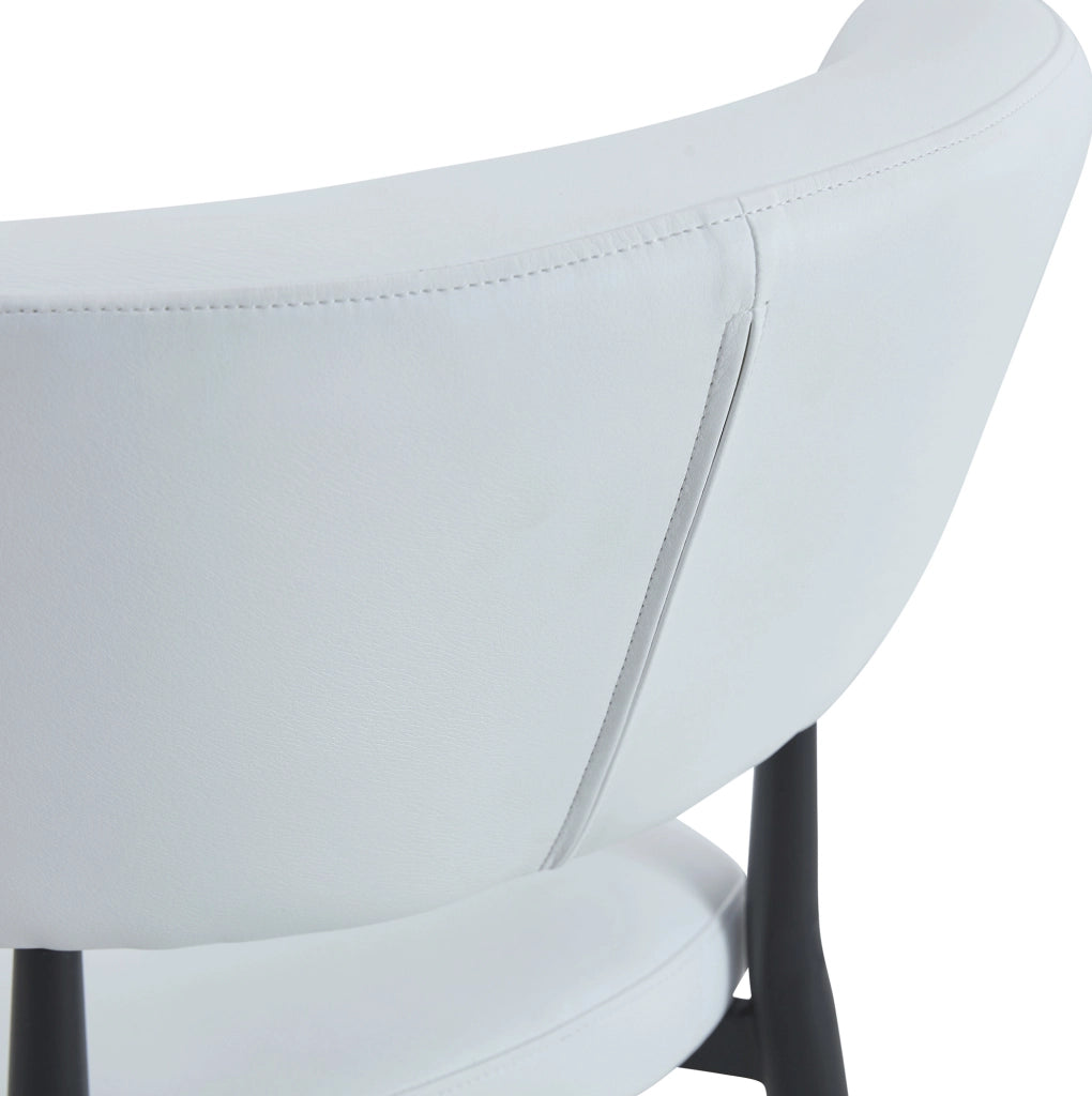 Set di 2 sedie da pranzo con schienale curvo in PU bianco e metallo nero
