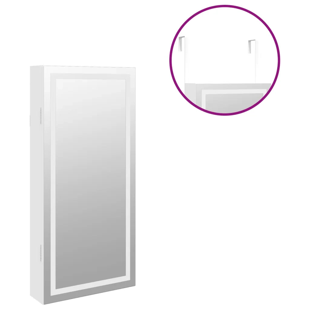 Armadio Portagioie a Specchio con Luci LED a Parete Bianco 353247