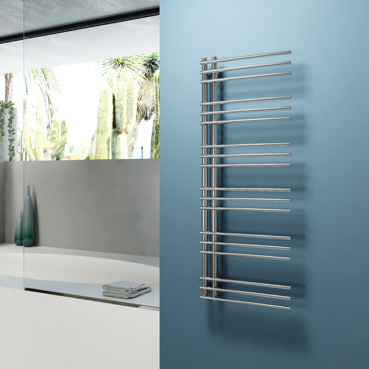 RADIATORE TERMOARREDO DI DESIGN CROMO MODELLO ARPA - MM 1600X500 - WATT 429 - DELTA T50. 1464 - 27 TUBI  - MAM