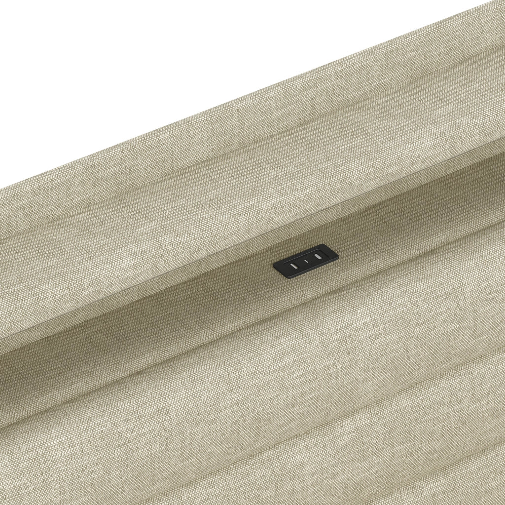 LETTO Contenitore 90x200 cm in lino beige con LED, USB e Type-C
