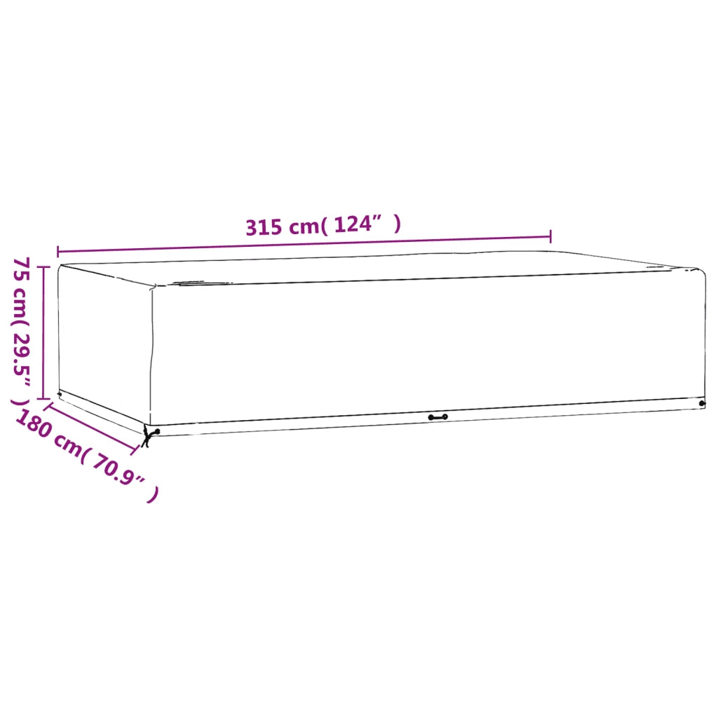 Copri Mobili Giardino | Telone per mobili da esterni 2 pz 12 Occhielli 315x180x75cm Rettangolo