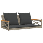 Panca da Giardino | Panchina Dondolo con Cuscini Grigia 109x62x40 cm in Polyrattan