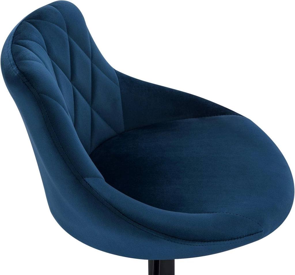 Set di 4 Sedia Cucina con Schienale in Velluto, Girevoli e Regolabili in Altezza, l'altezza può essere regolata tra 42-58 cm, Blu, BH242bl-4