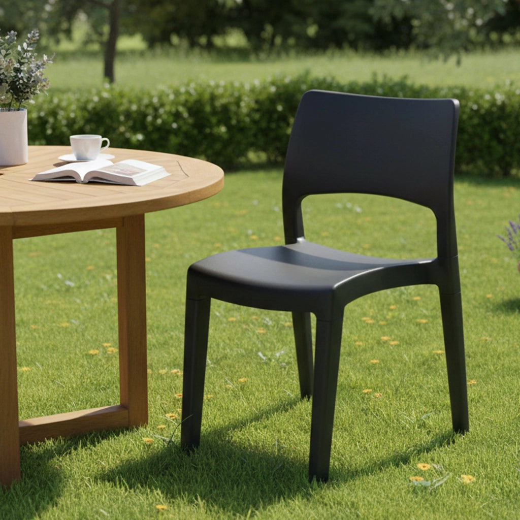 Sedia da esterno Zircone, Sedia per tavolo da pranzo, Poltrona outdoor, Seduta da giardino, 100 % Made in Italy, 50x51h82 Cm, Antracite