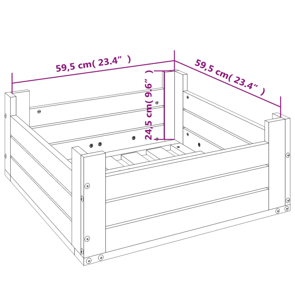 Copertura per Base Ombrellone Nera in Legno Massello di Pino 825335