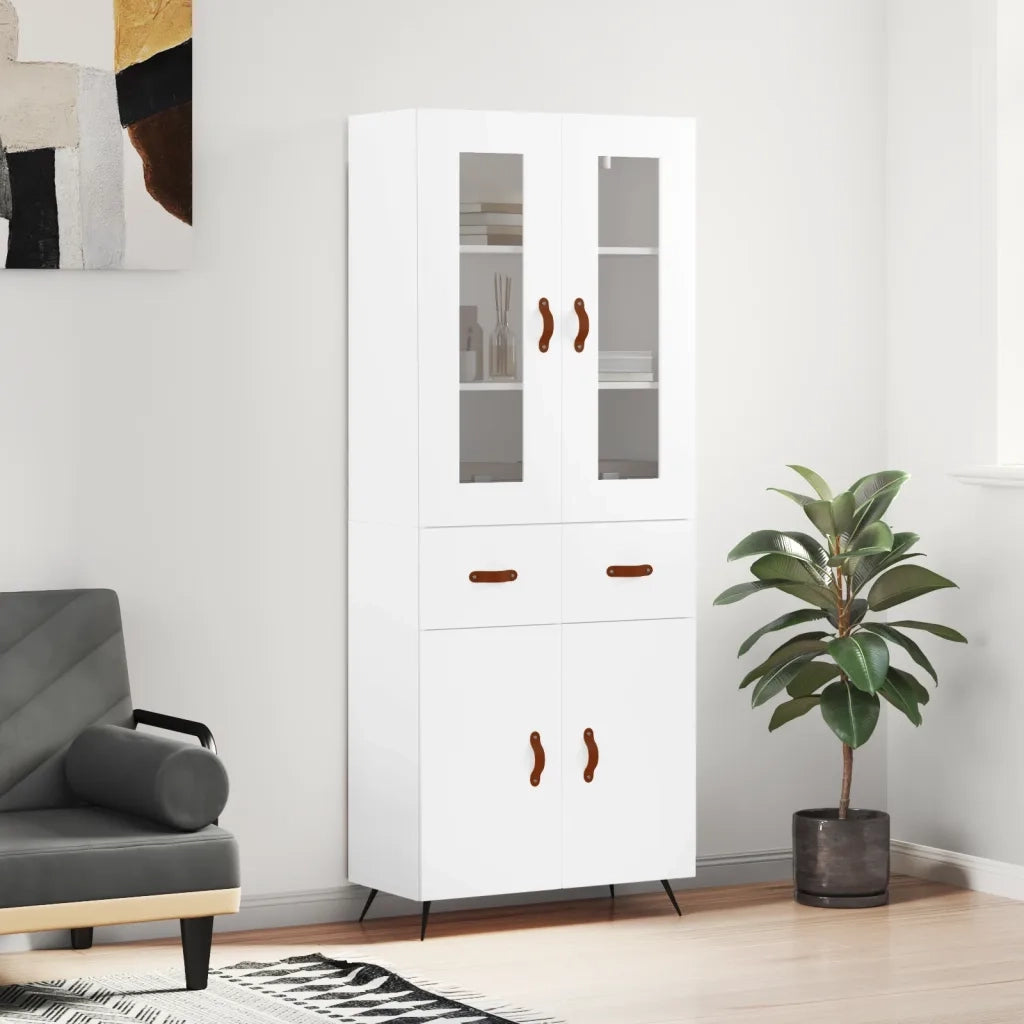 Credenza | Madia | Buffet da pranzo | Armadio da pranzo Bianca 69,5x34x180 cm in Legno Multistrato