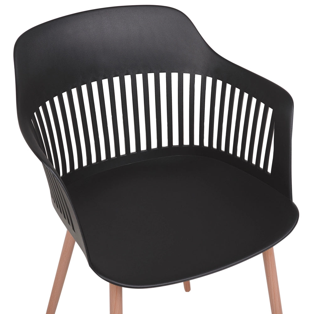 Set di 2 sedie da pranzo in materiale sintetico Nero con gambe in metallo schienale da lavoro aperto soggiorno moderno