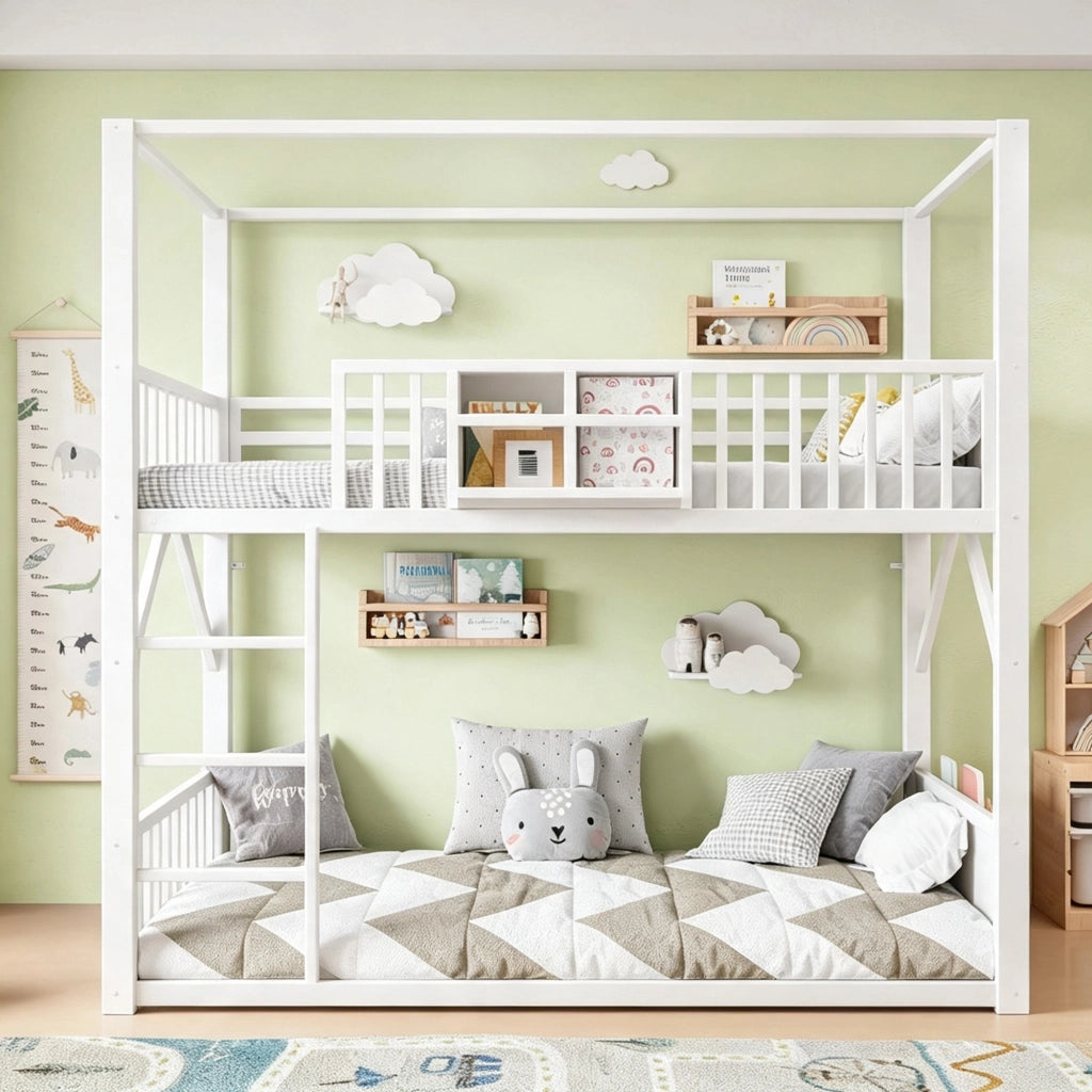 Letto a soppalco per bambini ¨C Minimal ¨C bianco metallo 90x200cm