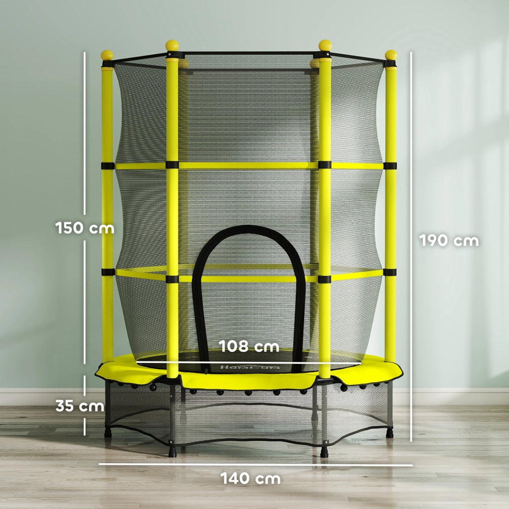 Trampolino Elastico per Bambini ?140 cm ¨C Xylo ¨C Con Rete di Sicurezza, Giallo, 3-10 Anni
