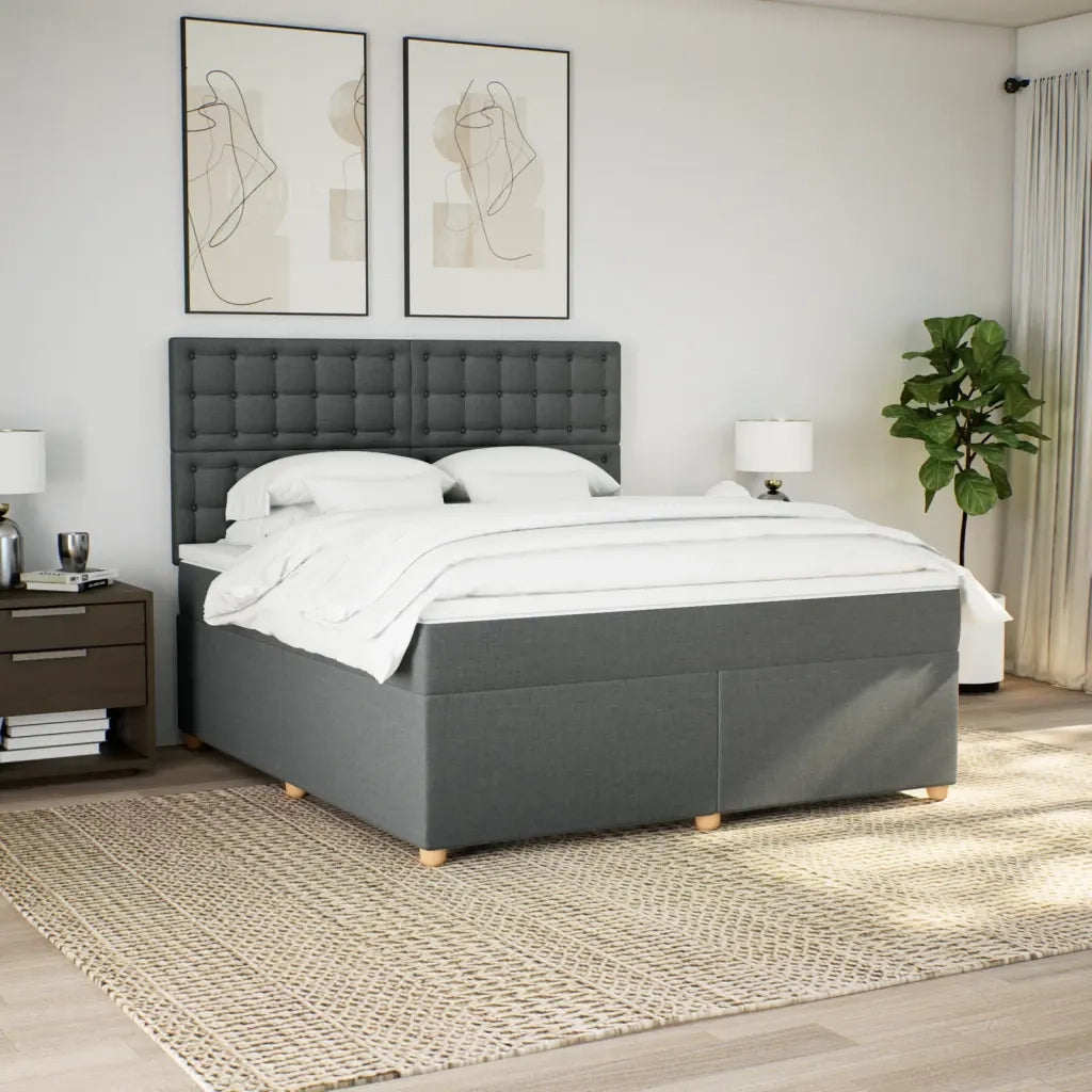 Giroletto a Molle con Materasso Grigio Scuro 180x200 cm Tessuto