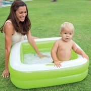 Trade Shop - Piscina Gonfiabile Per Bambini Baby Quadrata 2 Anelli Verde 85 X 85 X 23 Cm -