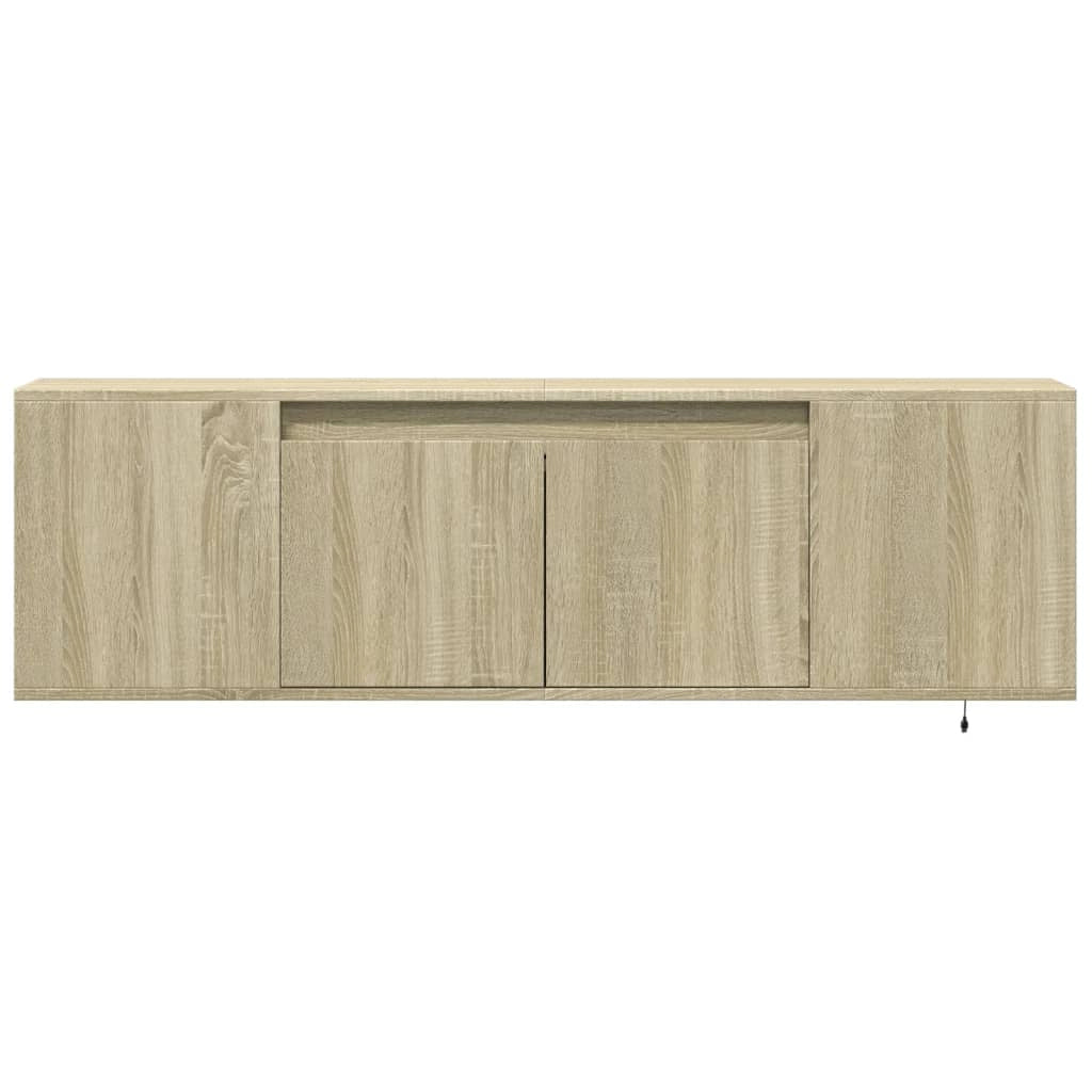 Mobile TV multimediale mensola TV credenza mobile TV sala da pranzo soggiorno parete attrezzata per camera da letto con luci LED rovere Sonoma 135 x 31 x 39,5 cm marrone 02_0028008