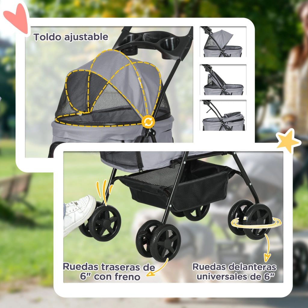 Portagiochi Carrello per Cani ¨C zephmum ¨C Grigio 67x45x96 cm