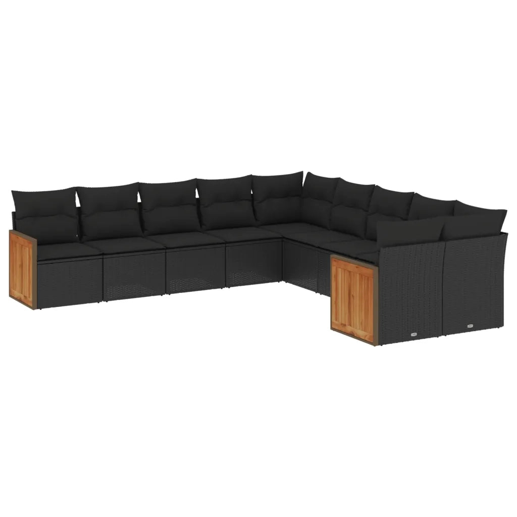 Set Divani da Giardino 10pz con Cuscini in Polyrattan Nerocod mxl 114291