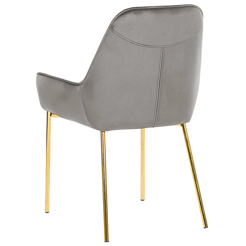 Set di 2 sedie da pranzo con rivestimento in velluto grigio gambe dorate glamour retrò