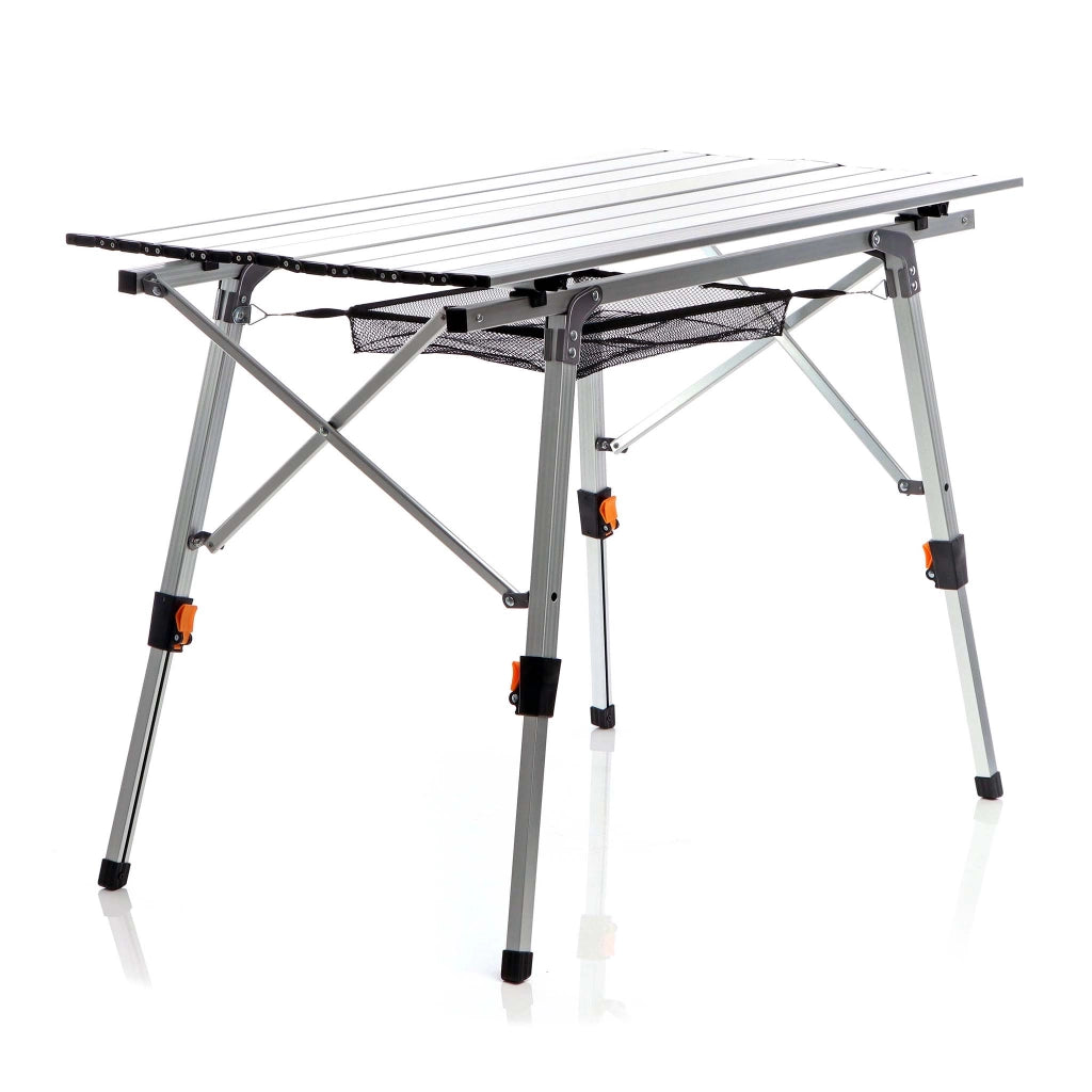 Tavolo da campeggio pieghevole e multifunzione grigio 90x53cm in alluminio