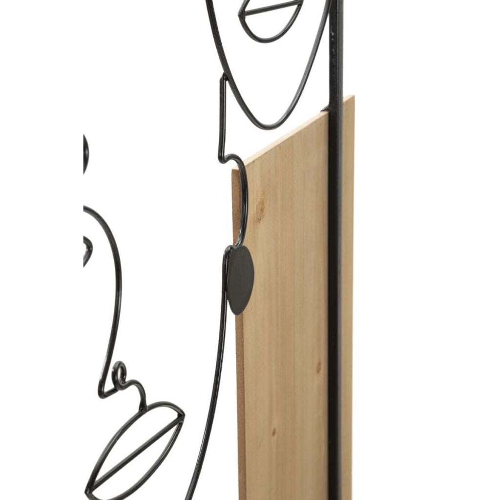 Decorazione in Metallo e Legno Volti, Marrone, Metallo, 63x2x90 cm