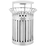 Pattumiera rotonda da esterno con coperchio 73 x 73 x 105 cm acciaio inox 14_0009748