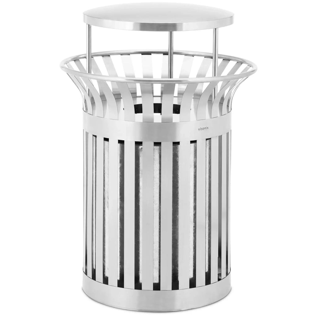 Pattumiera rotonda da esterno con coperchio 73 x 73 x 105 cm acciaio inox 14_0009748