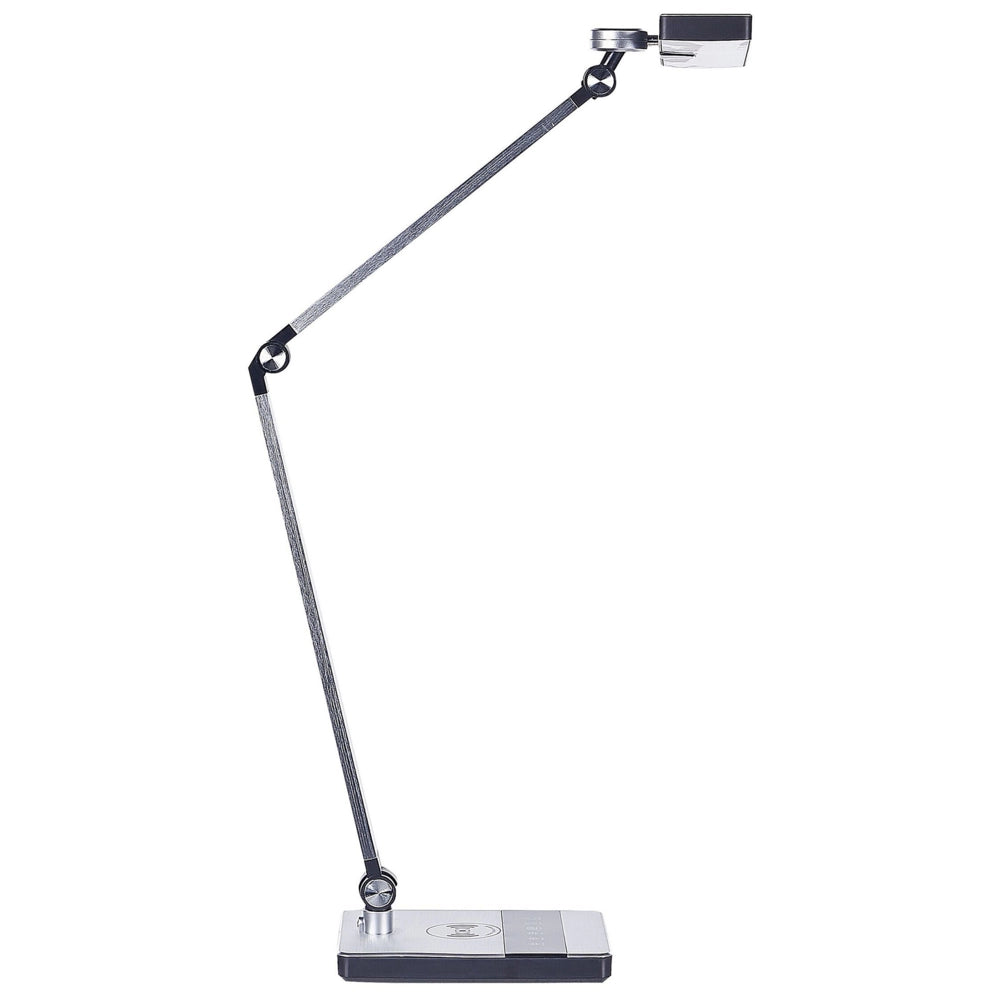Lampada da tavolo color argento LED intensità variabile braccio regolabile ufficio cameretta stile moderno