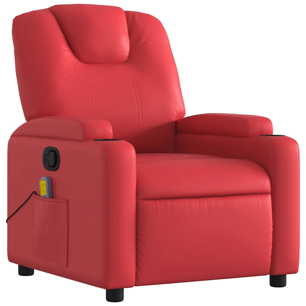 Poltrona Massaggiante | Sedia Relax Reclinabile Rossa in Similpelle