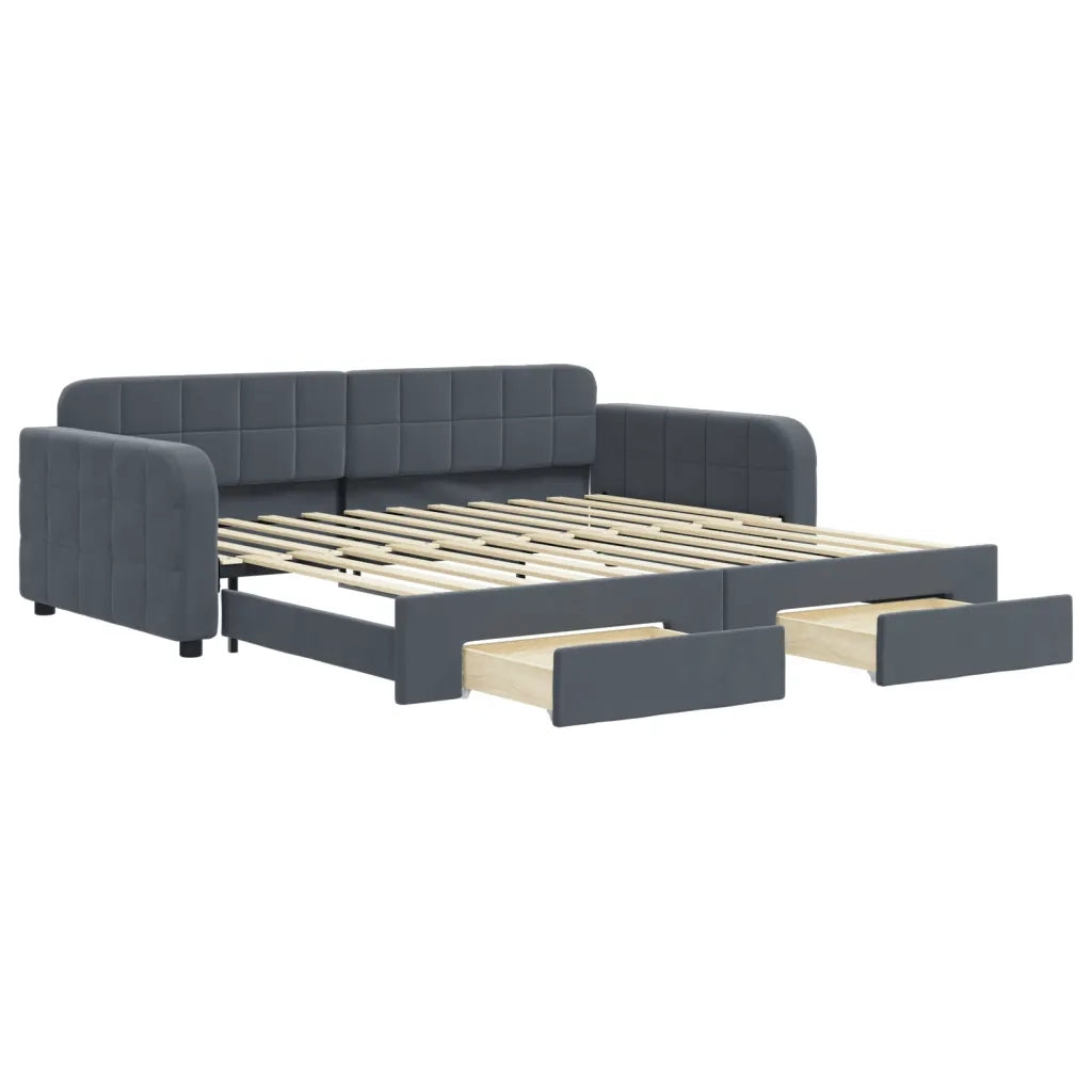 Divano Letto Estraibile Cassetti-Sofa Letto-Daybed Grigio Scuro 100x200cm Velluto 736811