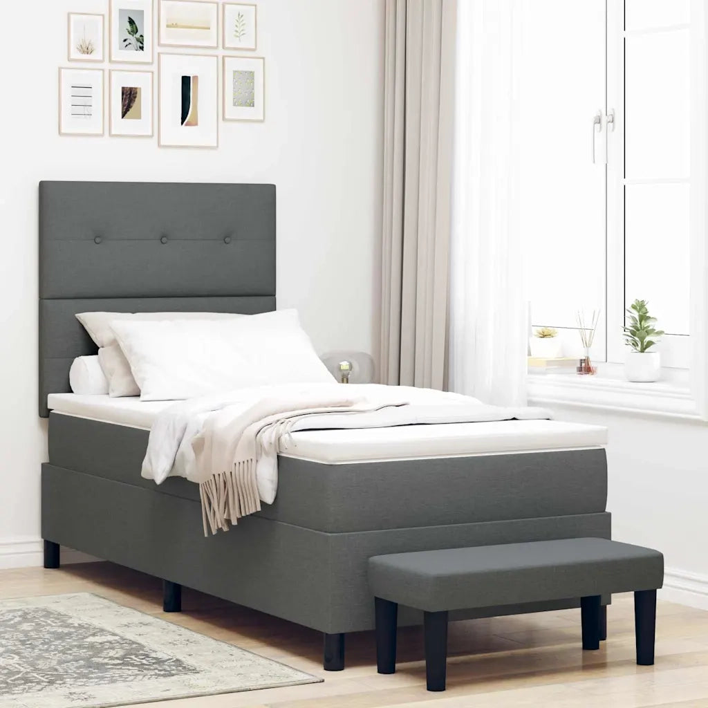 Letto a molle con testiera Grigio scuro 90 x 200 cm Tessuto 3344038
