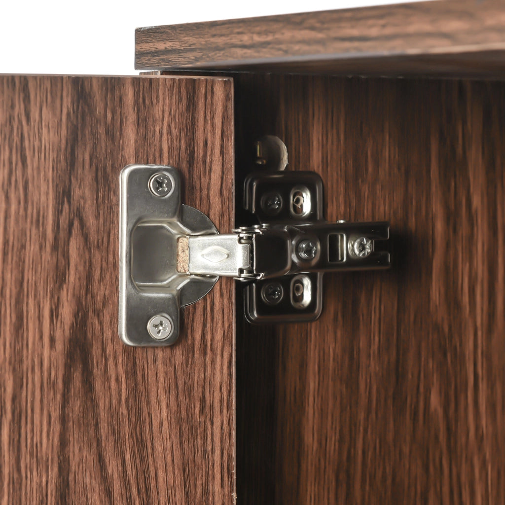 OKWISH Credenza Contenitore con 3 Ante e Ripiani Interni, Maniglie Dorate, Gambe in Ferro, per Soggiorno 120 x 38 x 76.5 cm