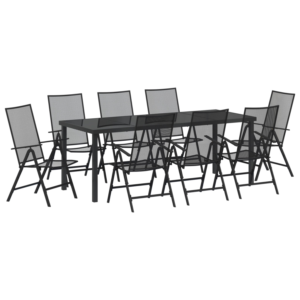 Set da Pranzo da Giardino 9 Pezzi Acciaio Antracite
