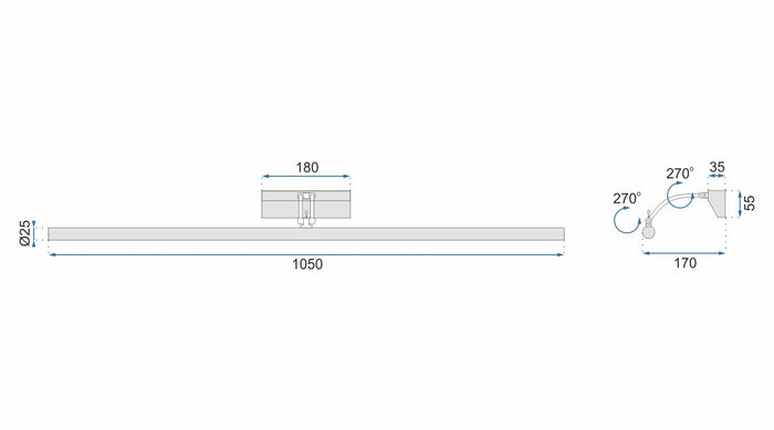 Lampada Da Parete Da Bagno Led Sopra Specchio 15w 106cm APP367-1W Cromo