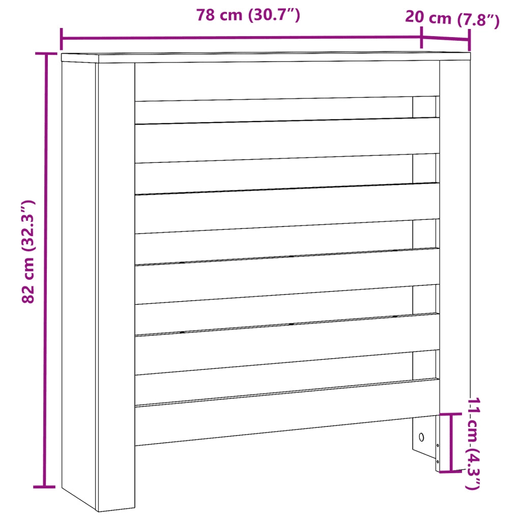 Copertura Termosifone Legno Antico 78x20x82cm Legno Multistrato CFW2930666
