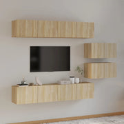 Set di Mobili Porta TV 6 pz-Set di 6 Credenza per TV Rovere Sonoma in Legno Multistrato 628579