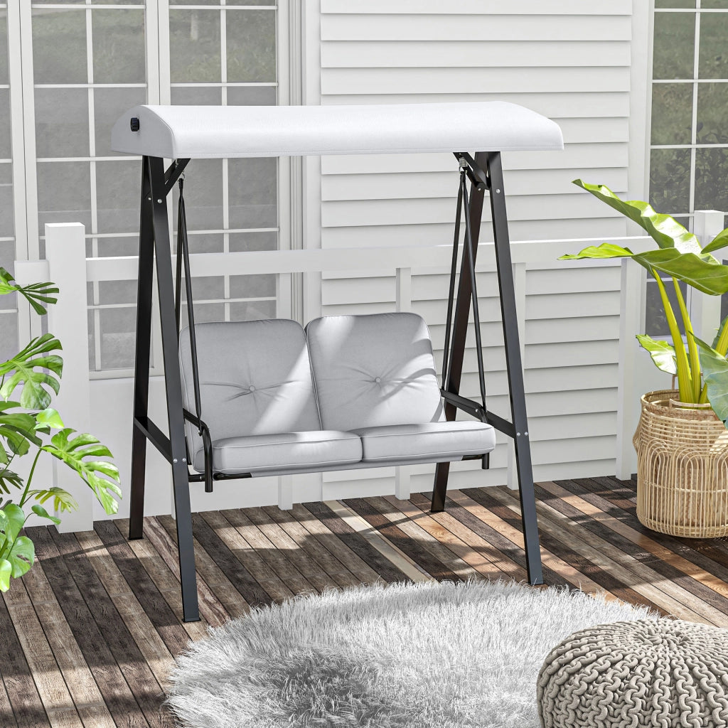 Altalena Giardino 2 Posti con Tetto Regolabile ¨C Zephmum ¨C Grigio 145x116x172 cm